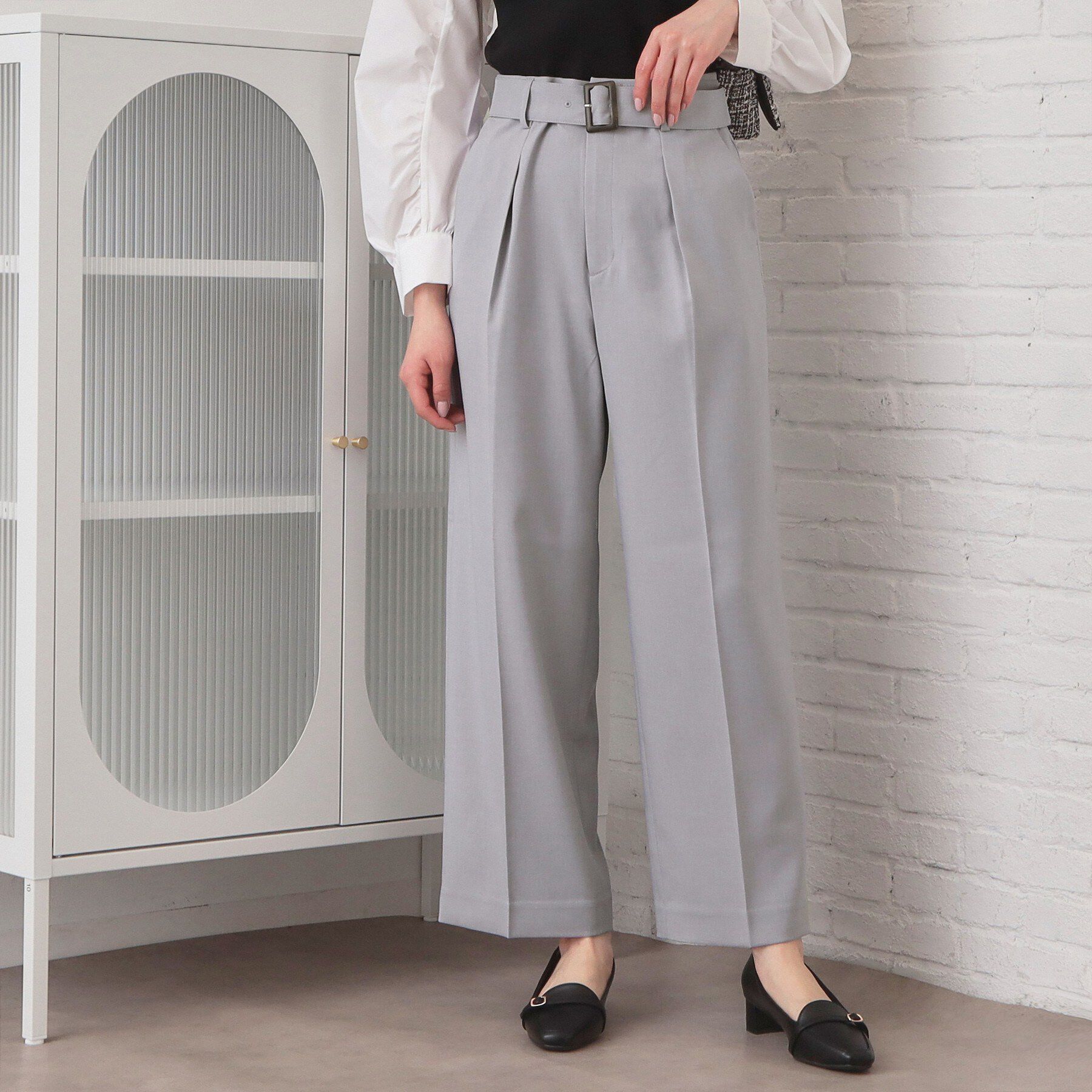 index「ストレッチワイドストレートパンツ/セットアップ対応【洗濯機OK/吸水速乾】」|その他|グレー(012)