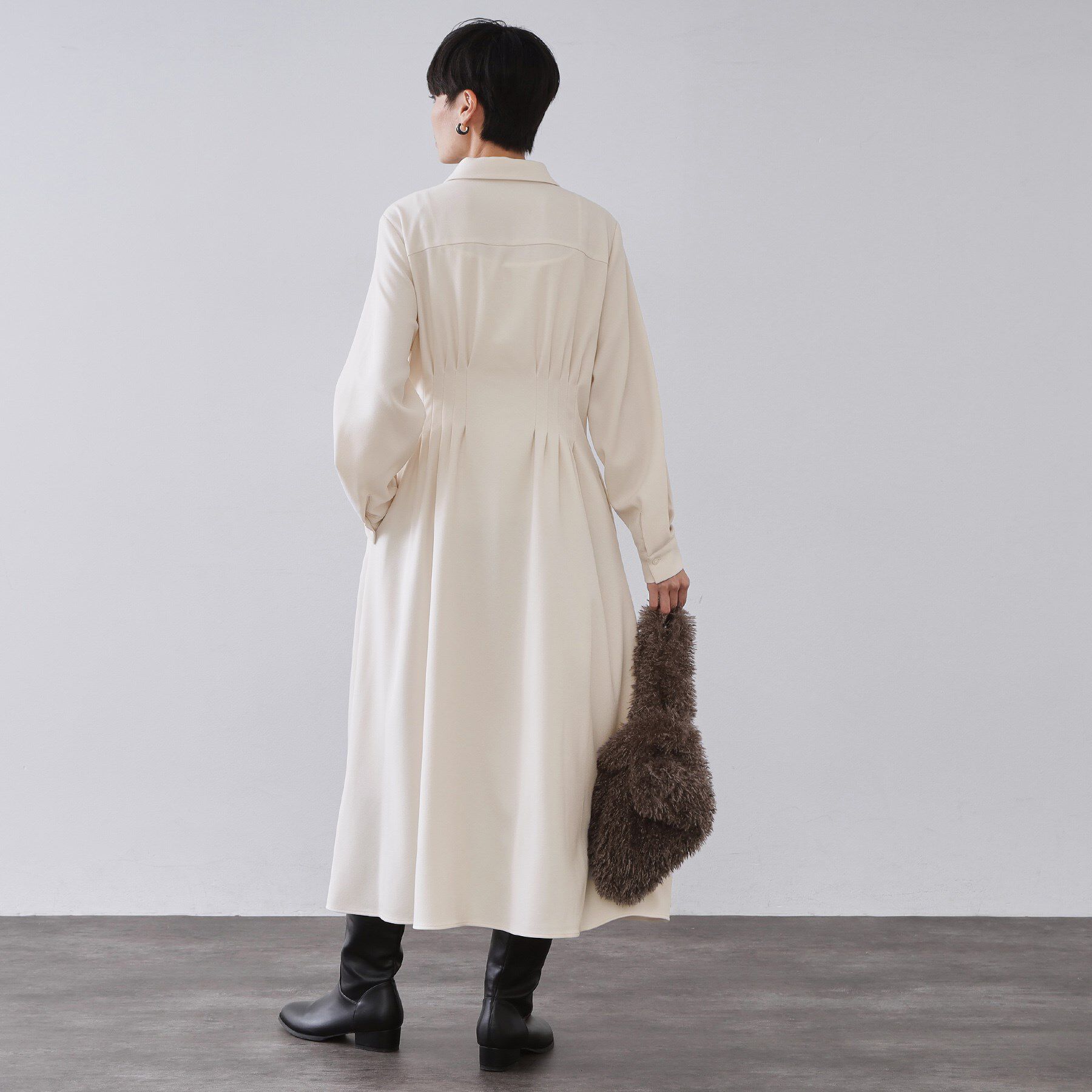 OPAQUE.CLIP「ウエストタックフィット＆フレアワンピース【洗濯機OK】」|ワンピース|