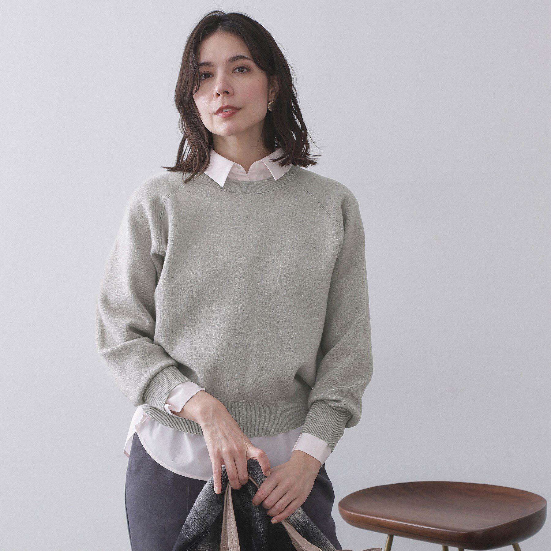 OPAQUE.CLIP「スウェットライクニット【洗濯機OK】」|ニット・セーター|