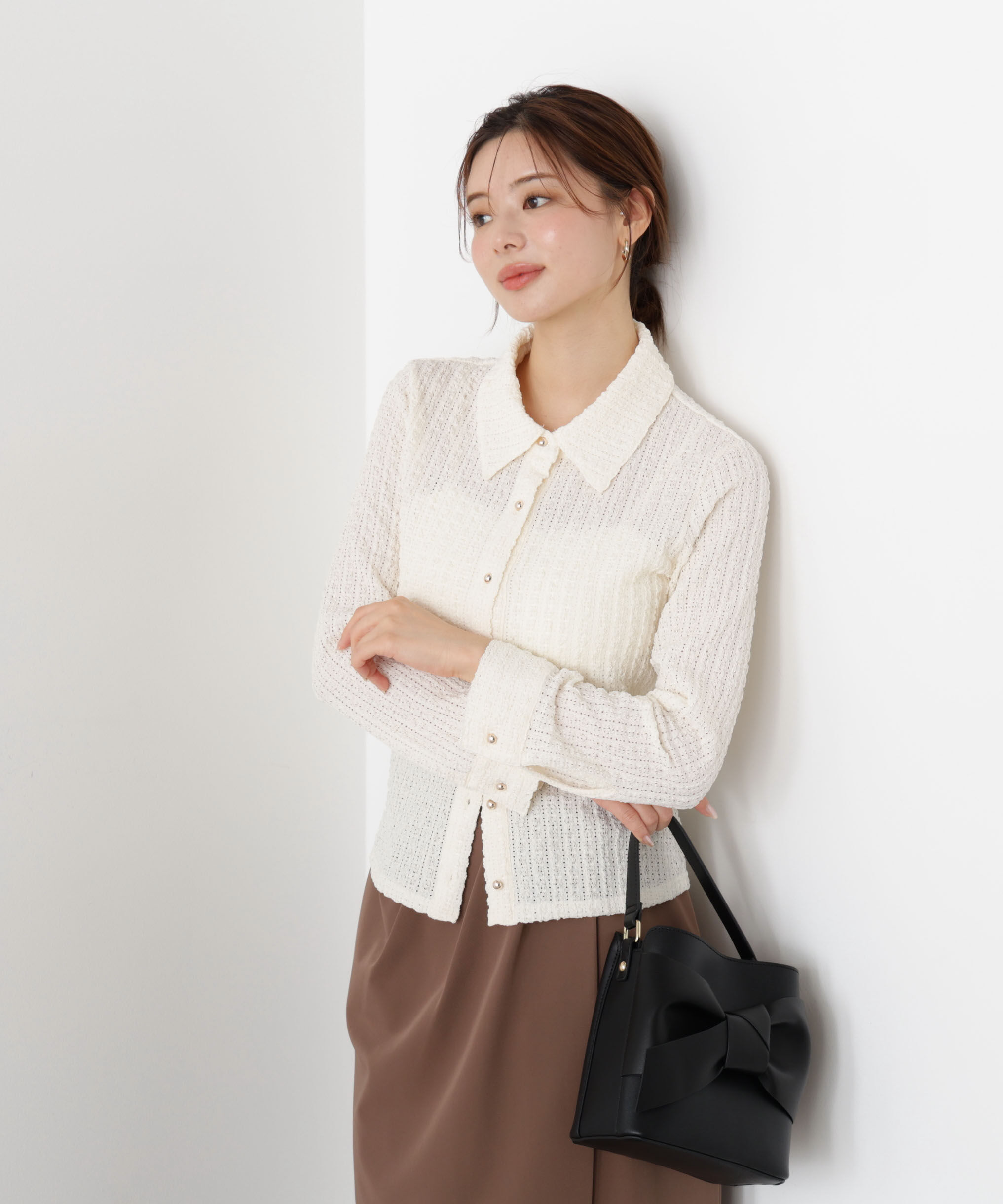 PROPORTION BODY DRESSING「＜ハンドウォッシャブル＞アイレットレースシャツ 25AW」|Tシャツ・カットソー|