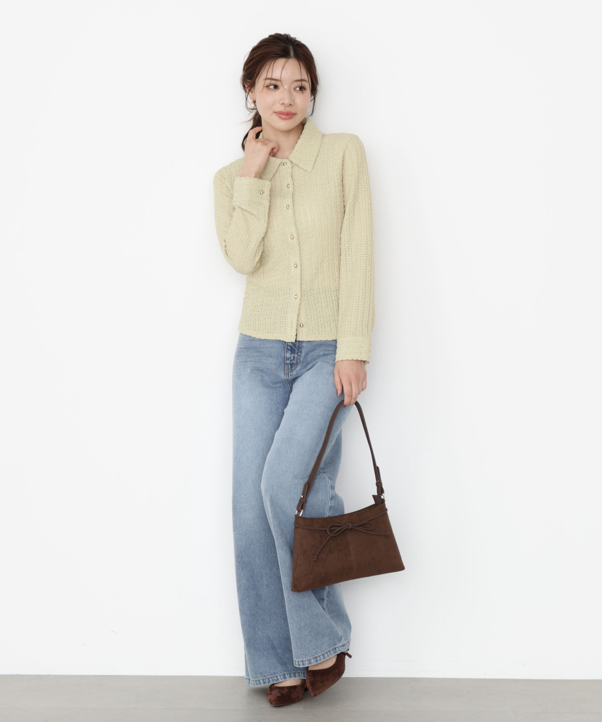 PROPORTION BODY DRESSING「＜ハンドウォッシャブル＞アイレットレースシャツ 25AW」|Tシャツ・カットソー|