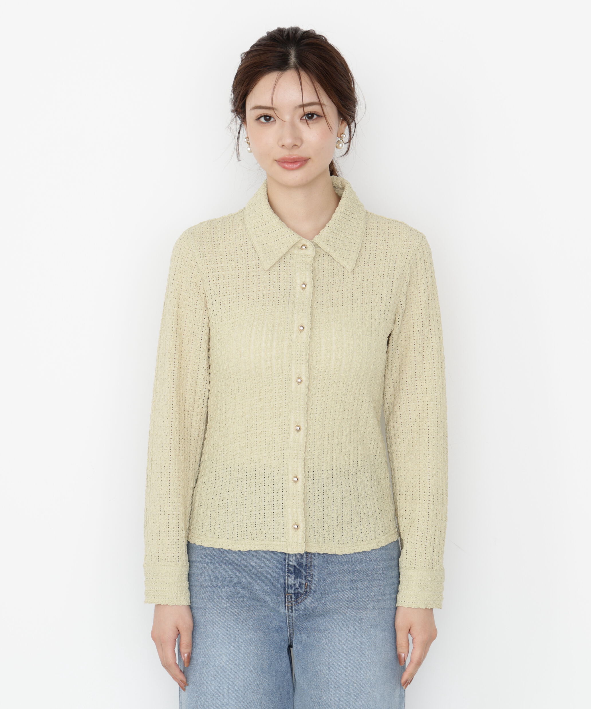 PROPORTION BODY DRESSING「＜ハンドウォッシャブル＞アイレットレースシャツ 25AW」|Tシャツ・カットソー|