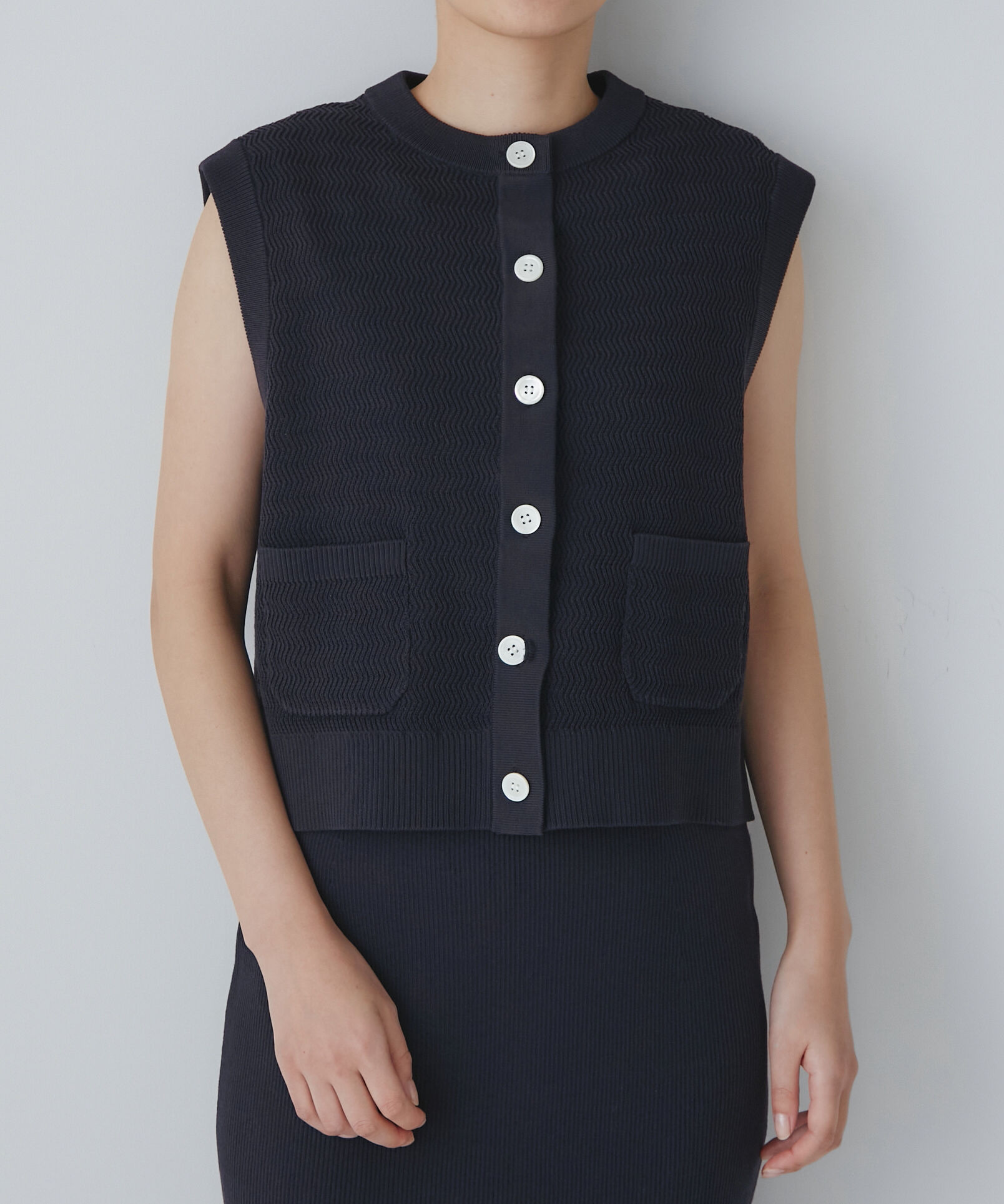  「◆地柄ニットトップス」|ニット・セーター|ネイビー