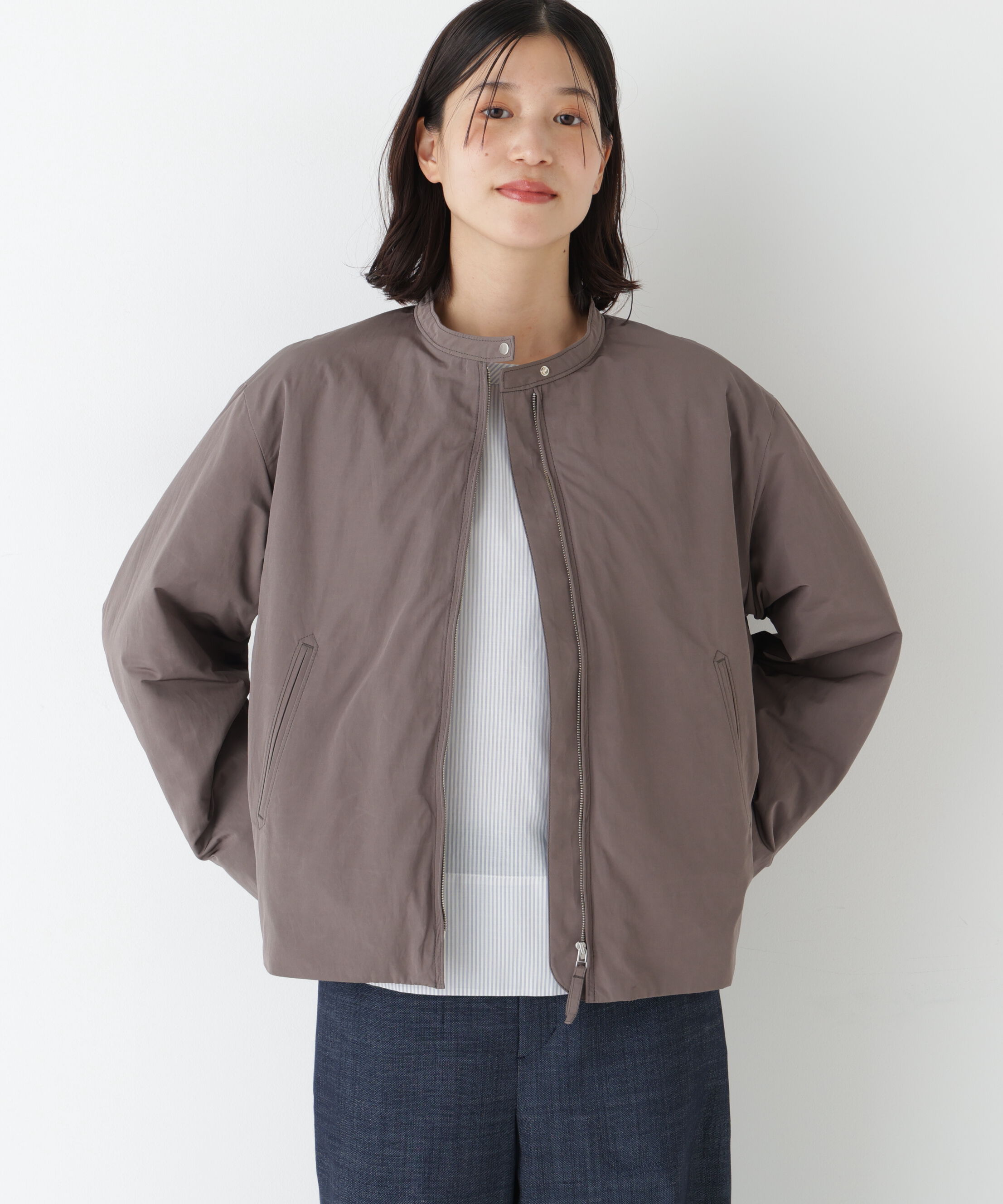  「◆弱撥水タフタ中綿入りブルゾン」|その他|チャコール1