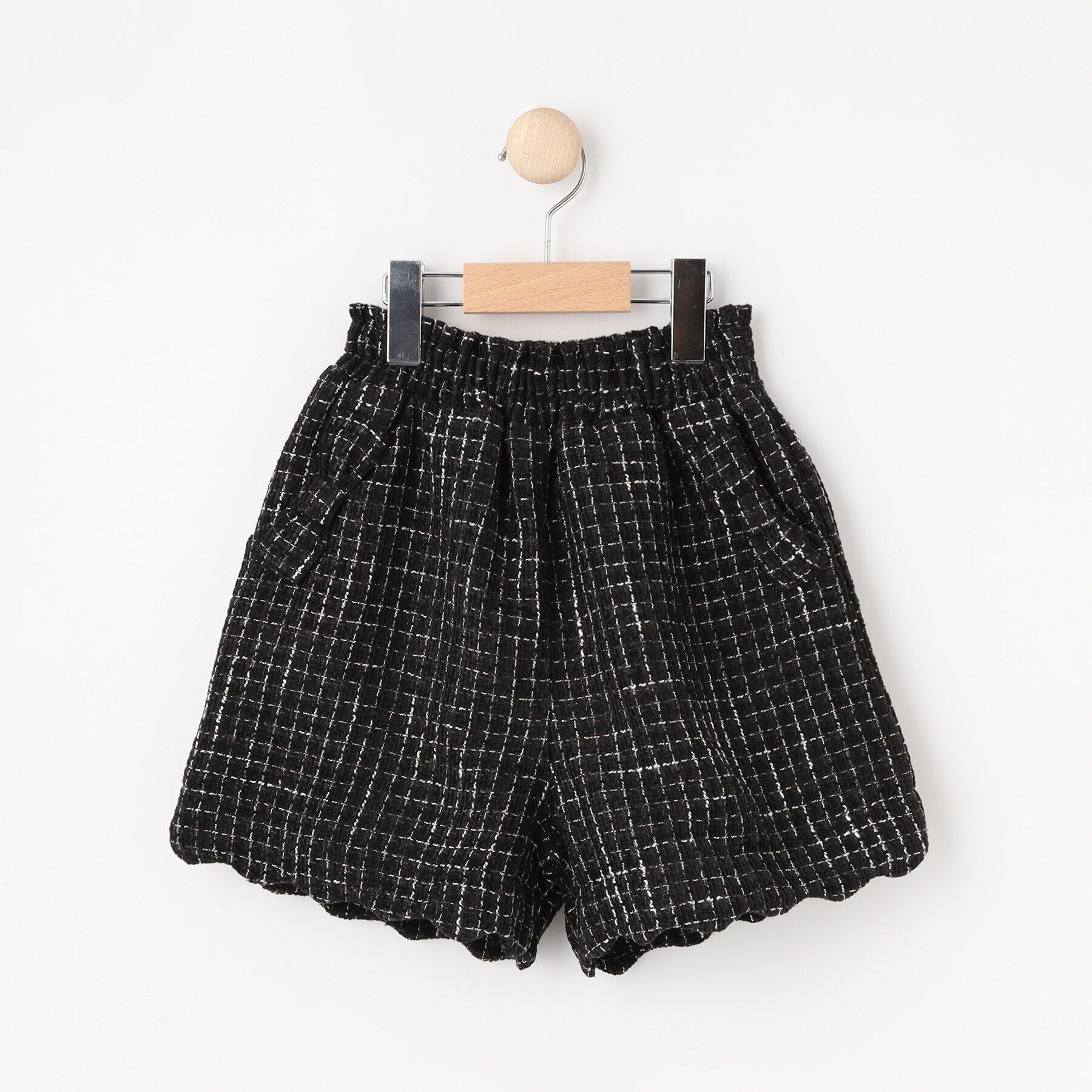 SHOO･LA･RUE「【100-140cm/プチセレ】ツイードショートパンツ」|キュロット|ブラック(019)
