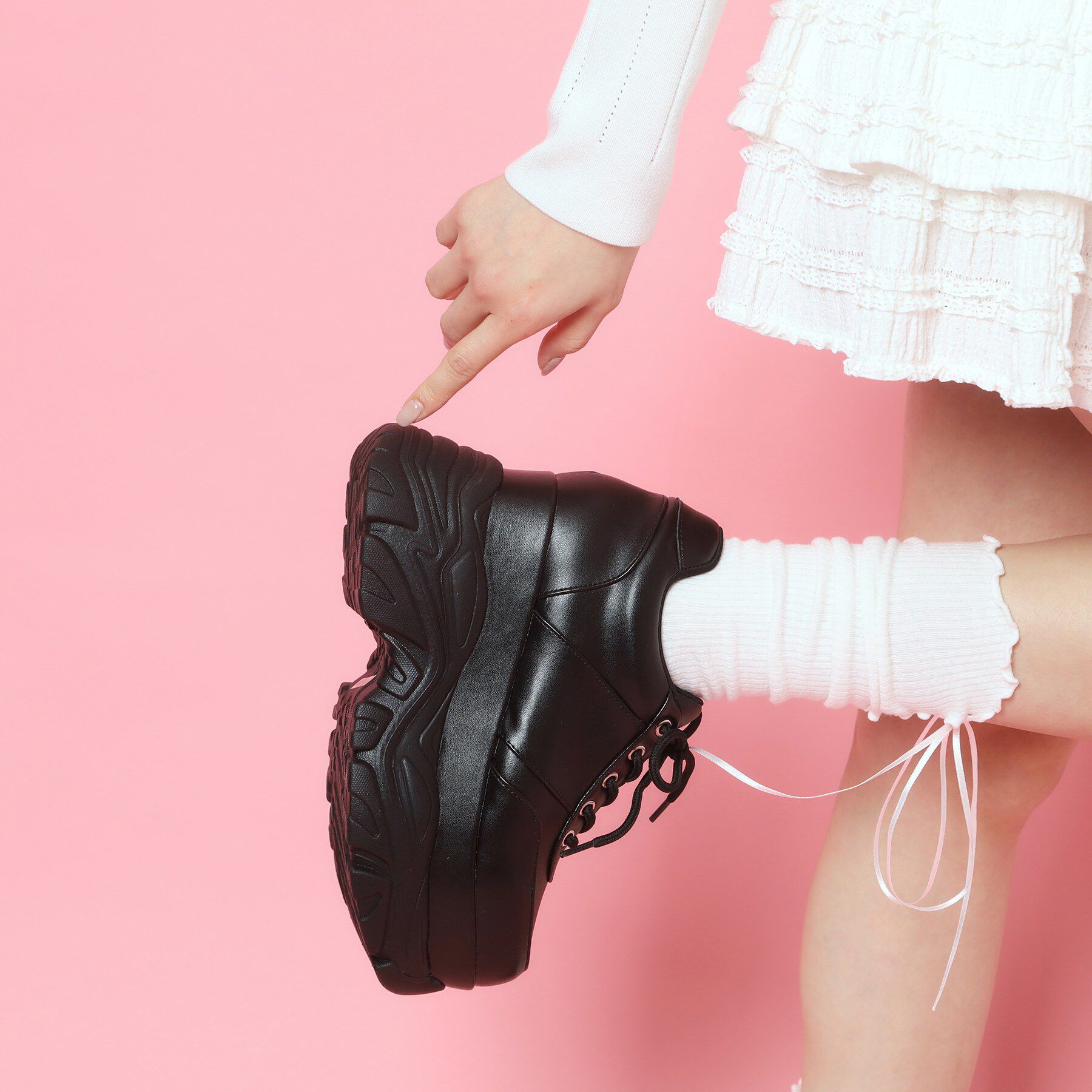 csT&P「グリッター厚底スニーカー」|スニーカー|ブラック(019)