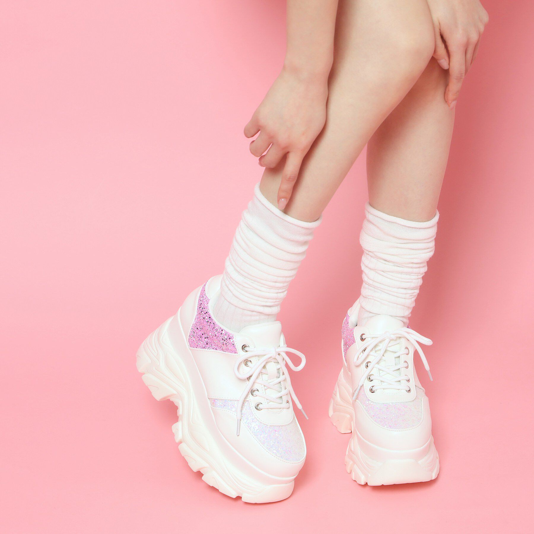 csT&P「グリッター厚底スニーカー」|スニーカー|ホワイト(901)
