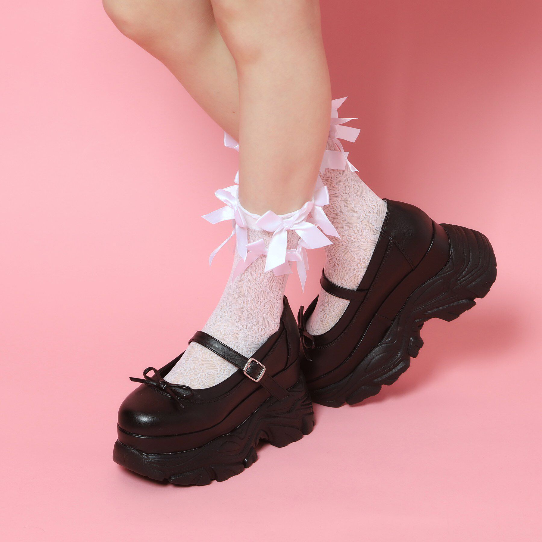 csT&P「厚底ストラップリボンパンプス」|パンプス|ブラック(019)