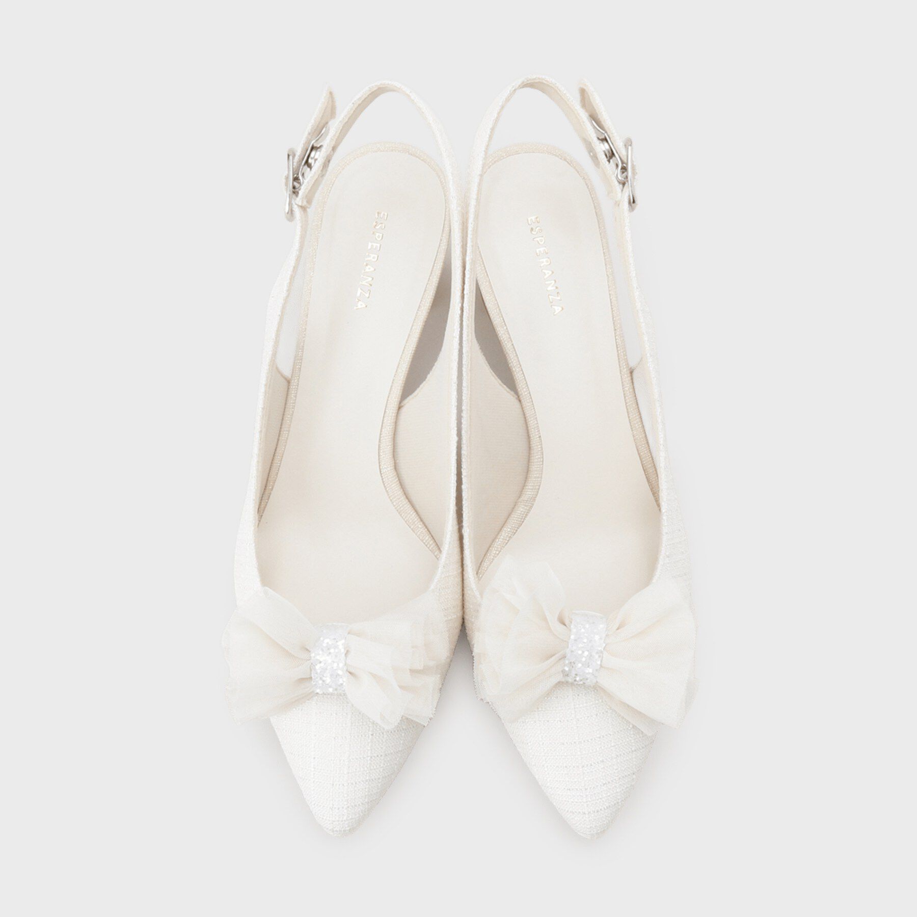 ESPERANZA「シフォンリボン付き付バックストラップパンプス」|パンプス|