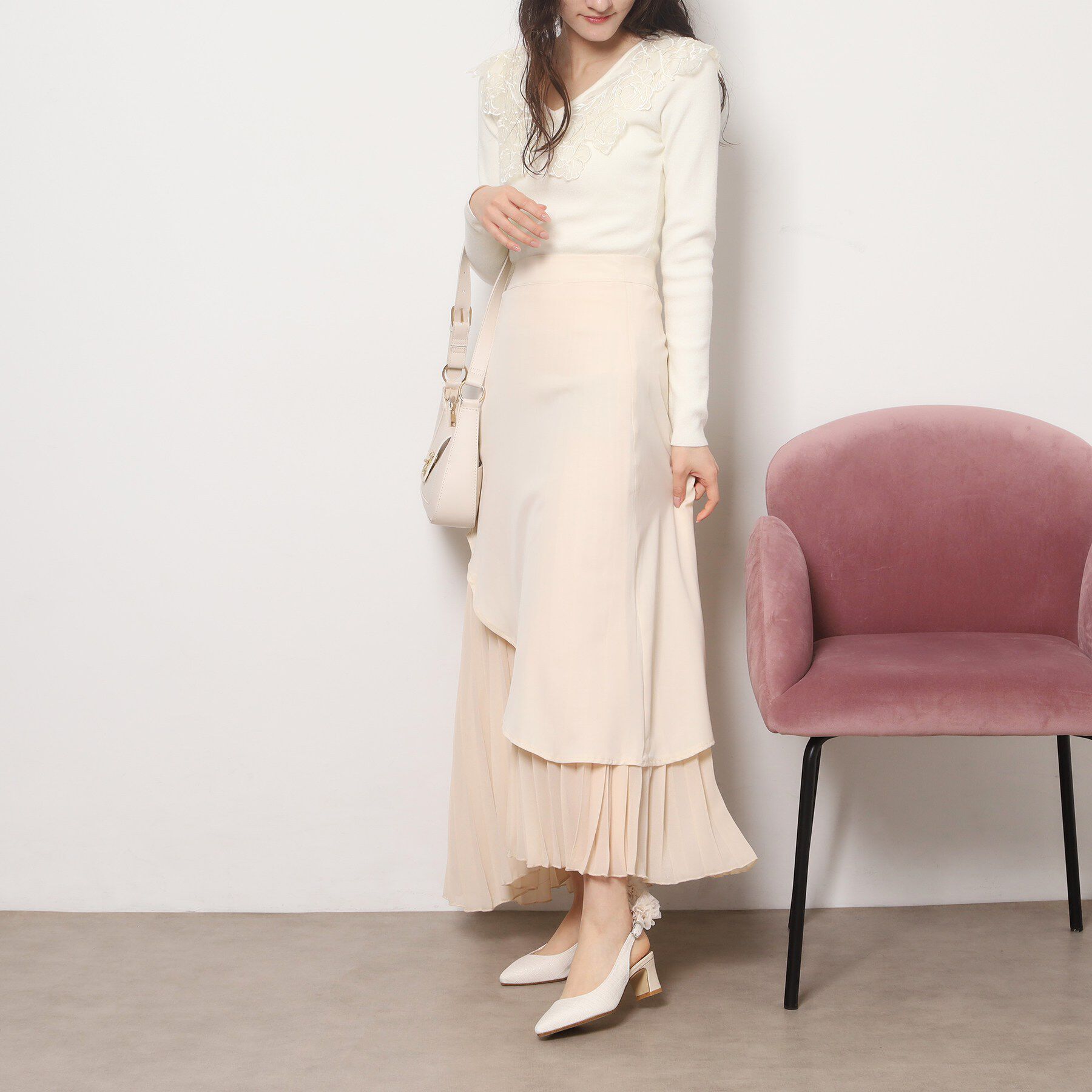 ESPERANZA「シフォンリボン付き付バックストラップパンプス」|パンプス|