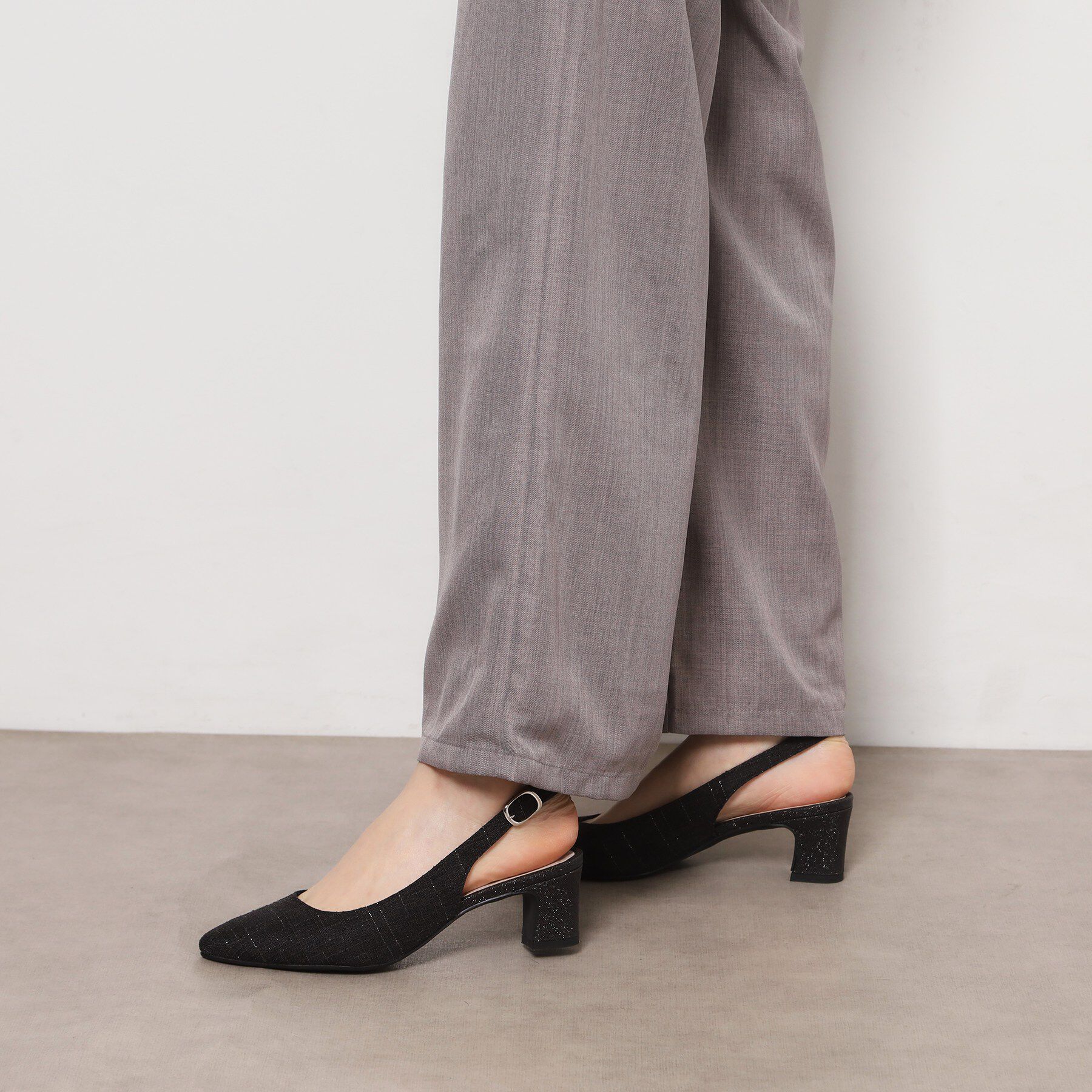 ESPERANZA「シフォンリボン付き付バックストラップパンプス」|パンプス|