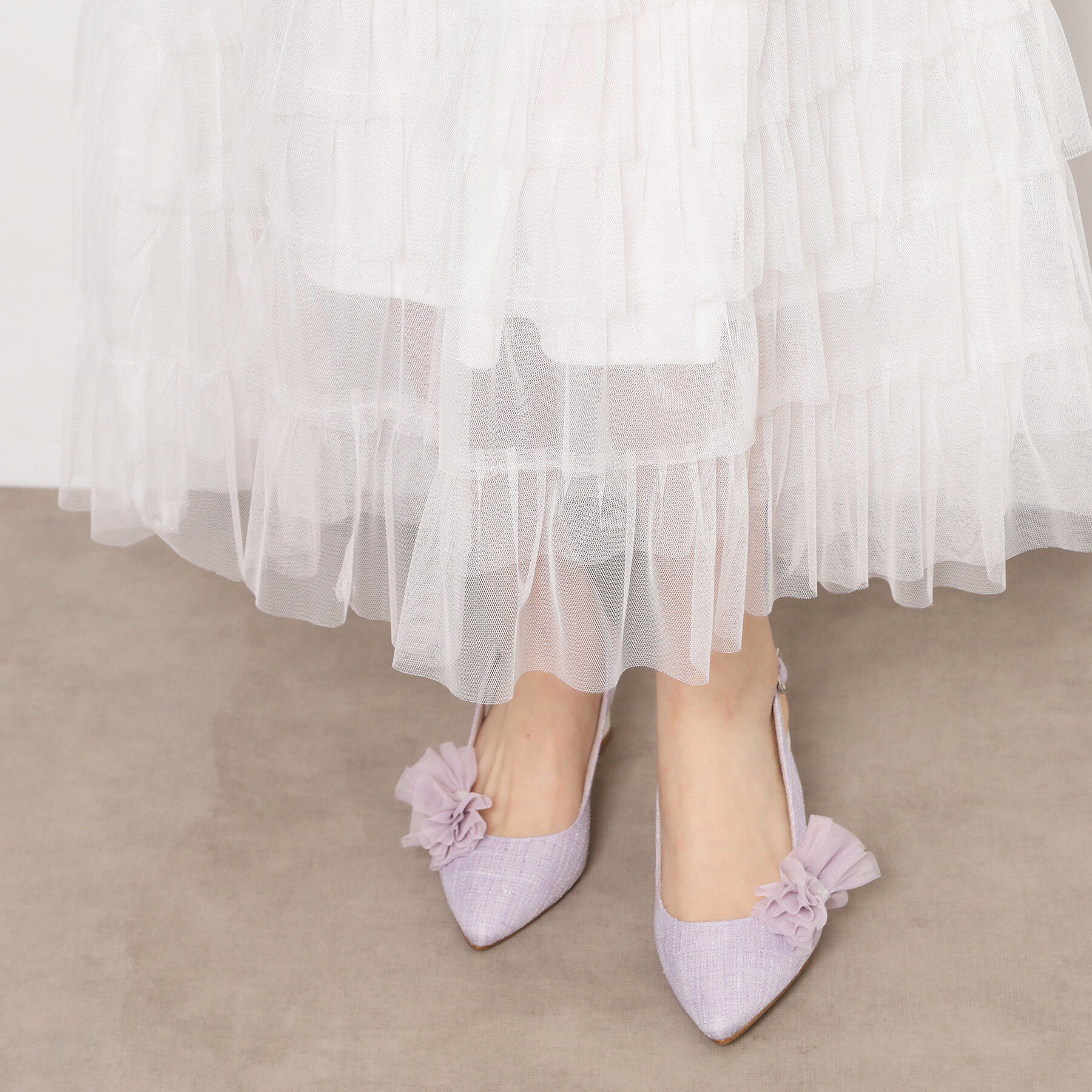 ESPERANZA「シフォンリボン付き付バックストラップパンプス」|パンプス|