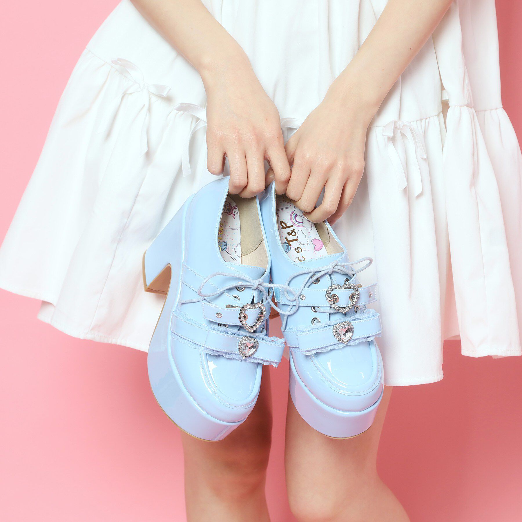 csT&P「夢見る厚底キラキラハート付きパンプス」|パンプス|ブルー(292)