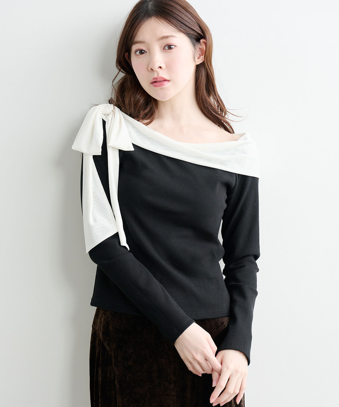 COCO DEAL「シアーリボンリブトップス」|Tシャツ・カットソー|