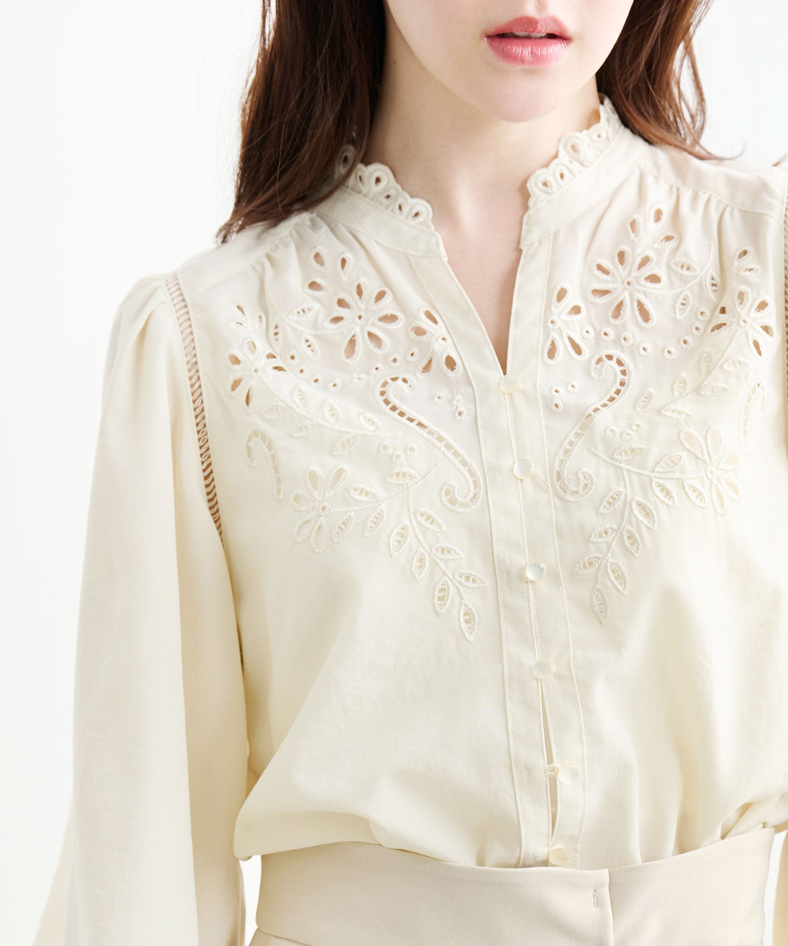 COCO DEAL「カットワーク刺繍ボリュームスリーブブラウス」|シャツ・ブラウス|