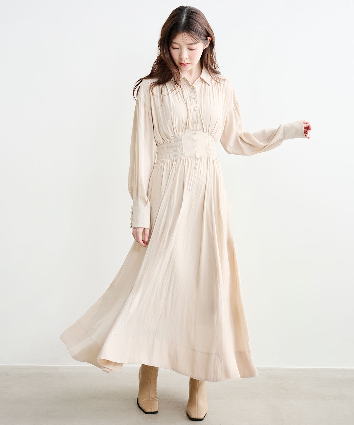 COCO DEAL「ウエストシャーリングシャツワンピース」|ワンピース|