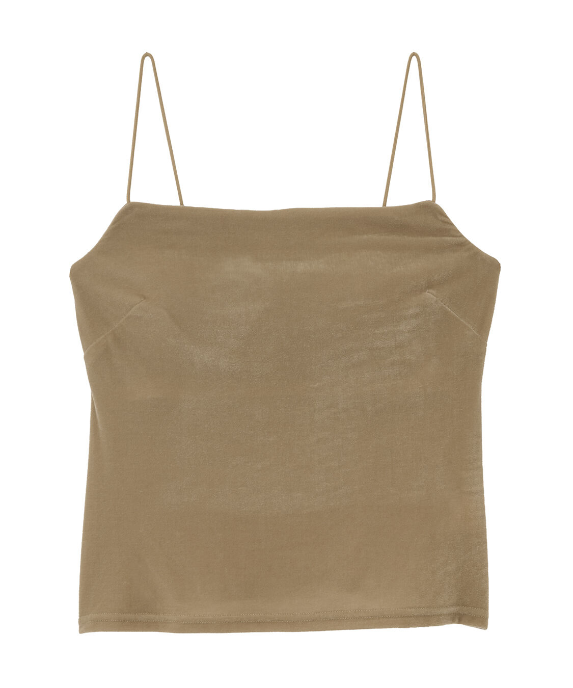 COCO DEAL「カップ付きベロアキャミソール」|キャミソール|カーキベージュ