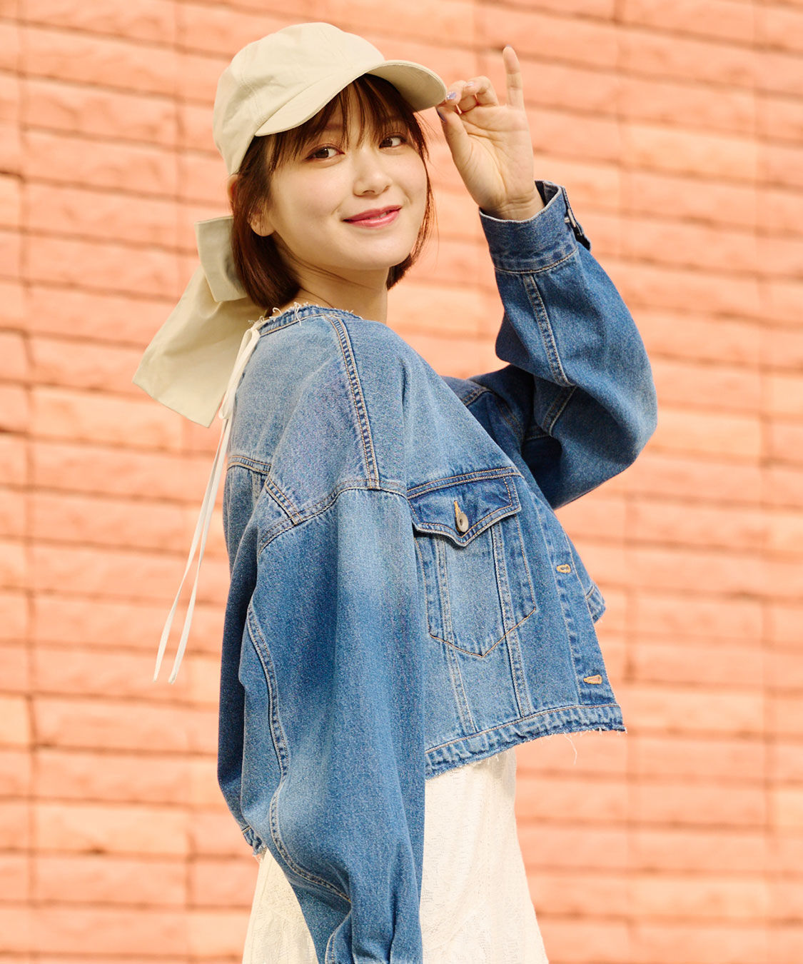 COCO DEAL「リメイク風ノーカラーGジャン」|デニムジャケット|