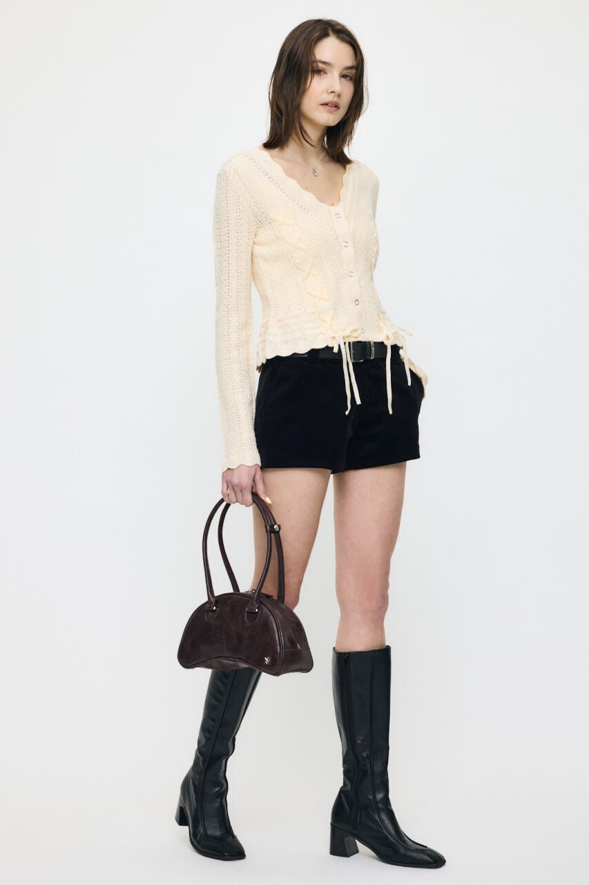 MOUSSY「LACE UP RIBBON カーディガン」|ニット・セーター|