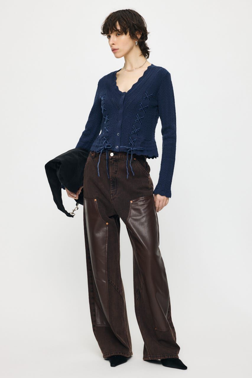 MOUSSY「LACE UP RIBBON カーディガン」|ニット・セーター|