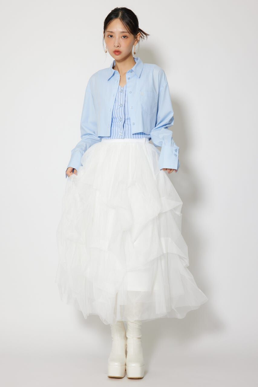 rienda「ランダムタックチュールスカート」|スカート|