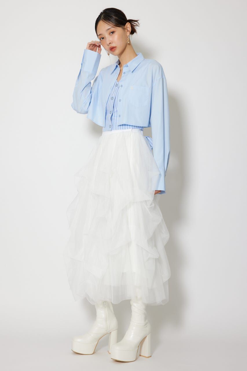 rienda「ランダムタックチュールスカート」|スカート|