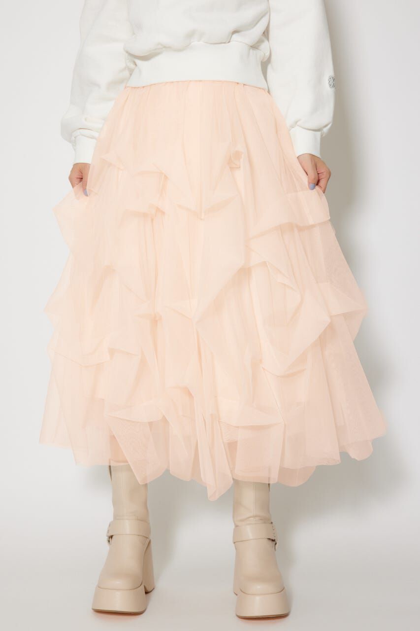 rienda「ランダムタックチュールスカート」|スカート|
