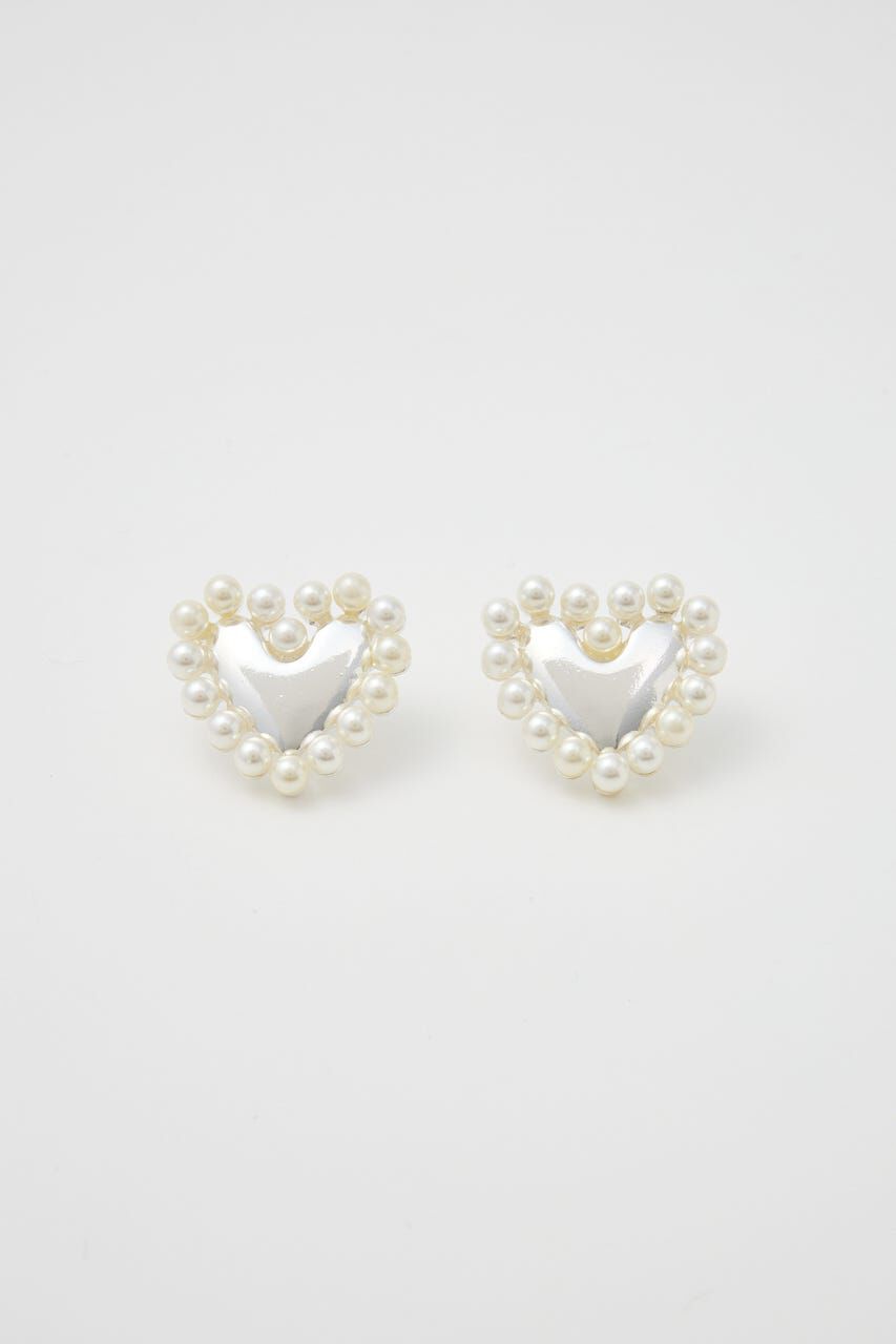 RODEO CROWNS「フェイクパールフレームハートピアス」|ピアス|SLV