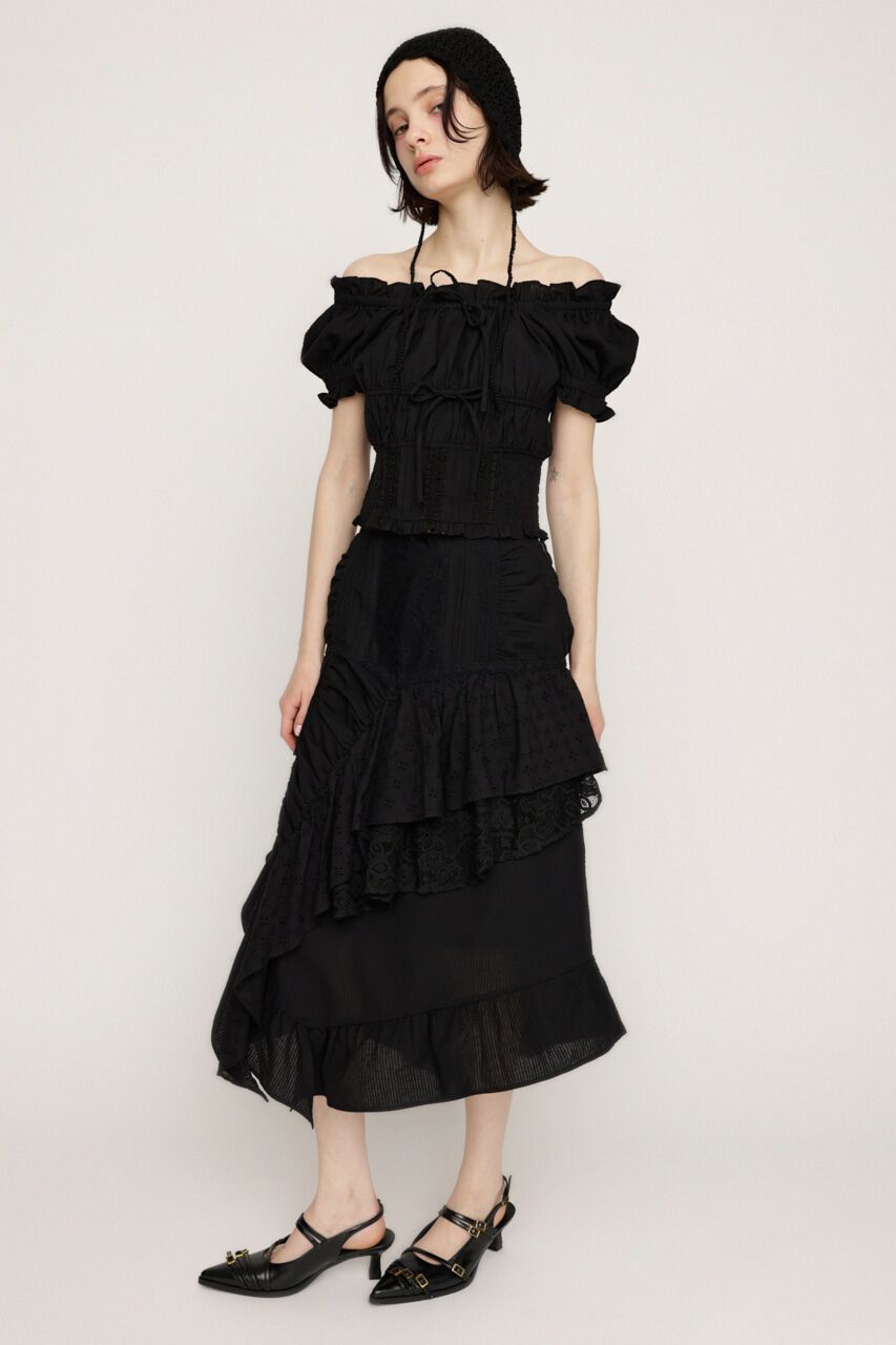 SLY「COTTON LACED WRAP DESIGN ロングスカート」|スカート|