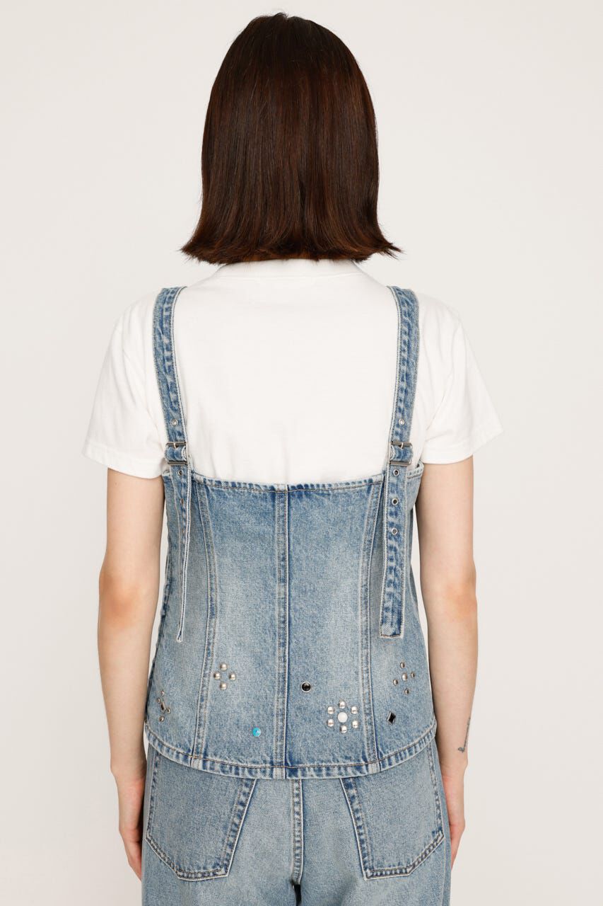 SLY「STUDS DENIM BUSTIER-B」|チューブトップ|