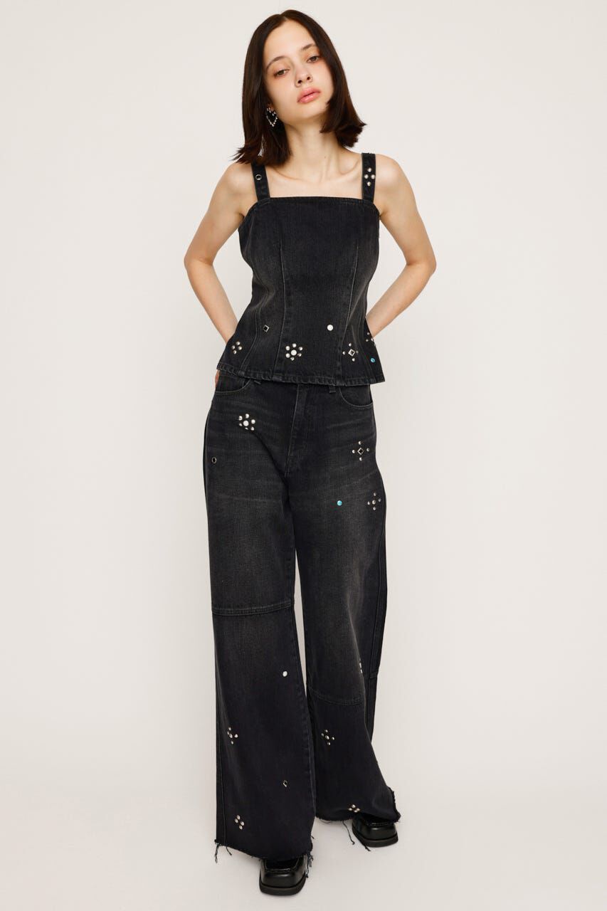SLY「STUDS DENIM BUSTIER-E」|チューブトップ|