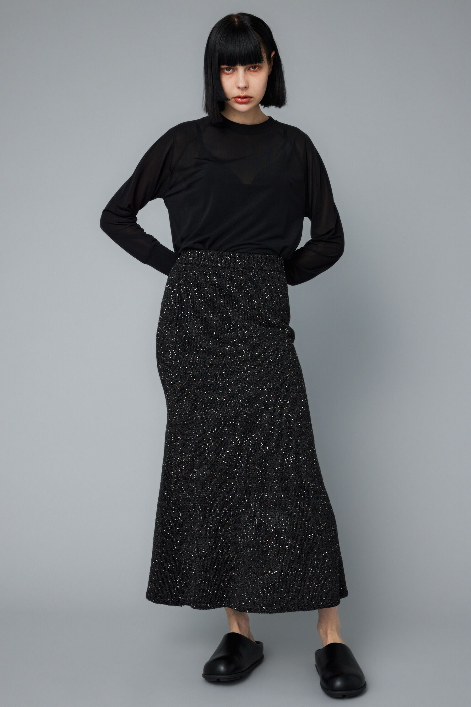 HeRIN.CYE「Spangle knit skirt」|スカート|BLK