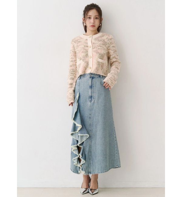 CALNAMUR「フリルスリットデニムミニスカート」|スカート|