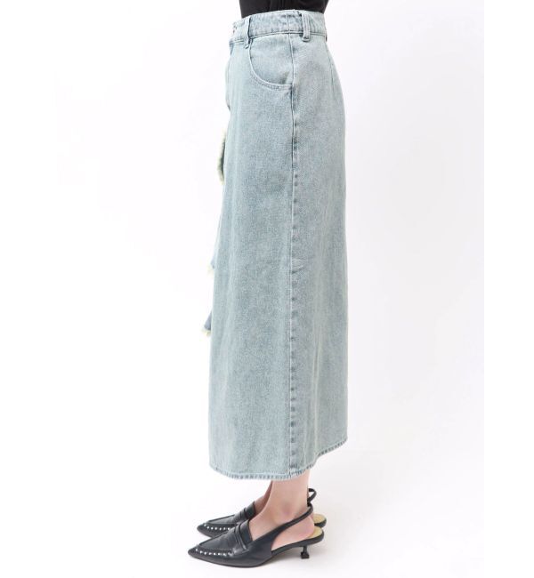 CALNAMUR「フリルスリットデニムミニスカート」|スカート|