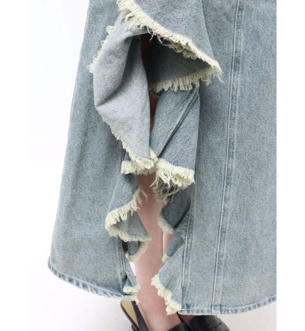 CALNAMUR「フリルスリットデニムミニスカート」|スカート|