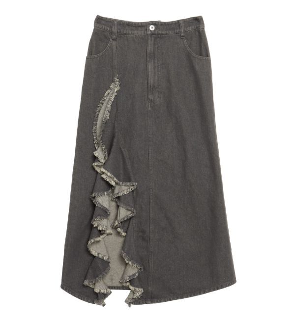 CALNAMUR「フリルスリットデニムミニスカート」|スカート|