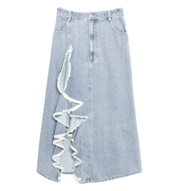 CALNAMUR「フリルスリットデニムミニスカート」|スカート|