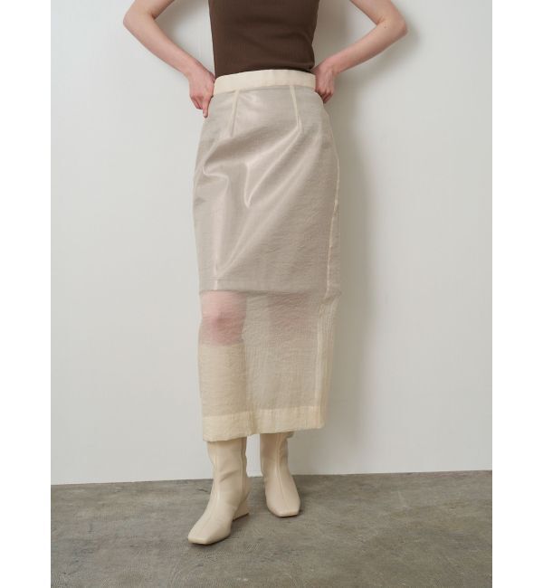 ELENDEEK「SHEER LAYERED METALLIC SK」|スカート|ベージュ