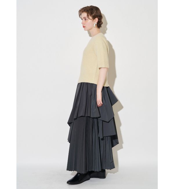 ELENDEEK「ASYMMETRY PLEAT MIX SK」|スカート|