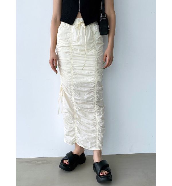 EMODA「サイドドローストリングナイロンスカート」|スカート|アイボリー