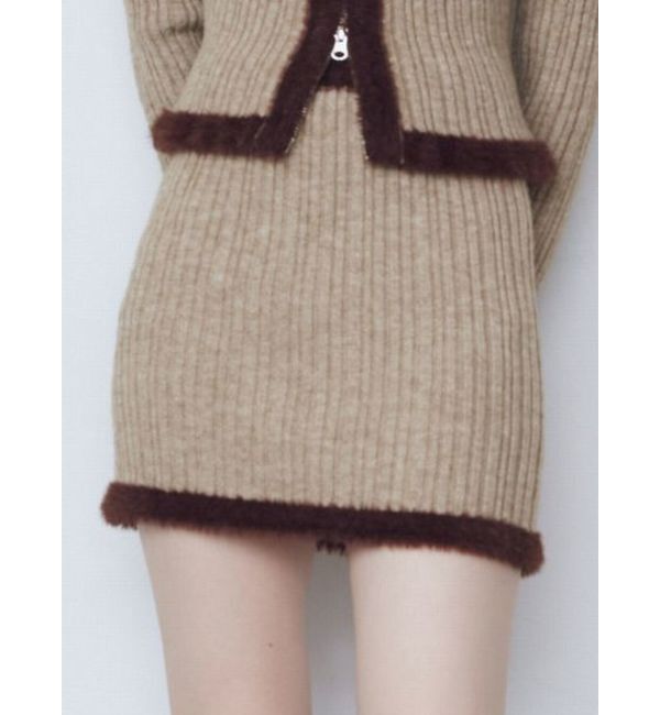 EMODA「シャギーエッジミニマルスカート」|スカート|ベージュ