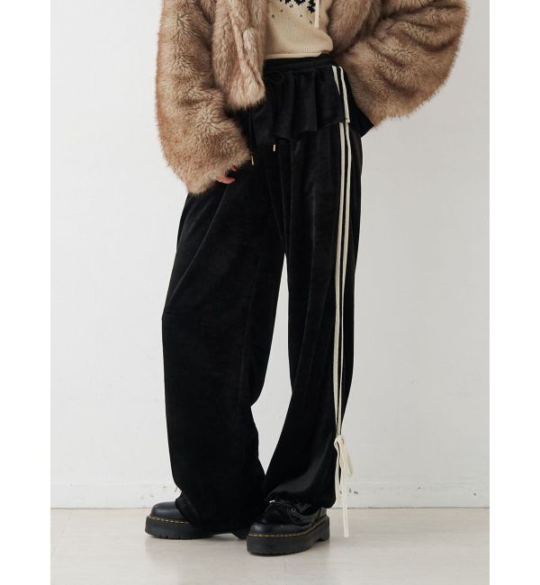 jouetie「ベロアラインパンツ【セットアップ対応】」|その他|ブラック