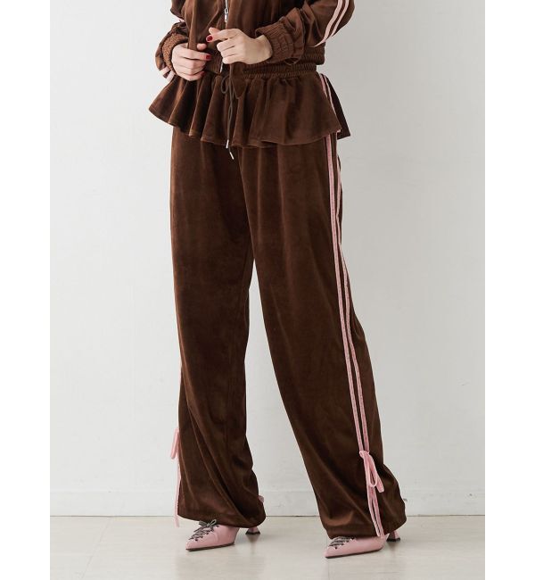 jouetie「ベロアラインパンツ【セットアップ対応】」|その他|ブラウン