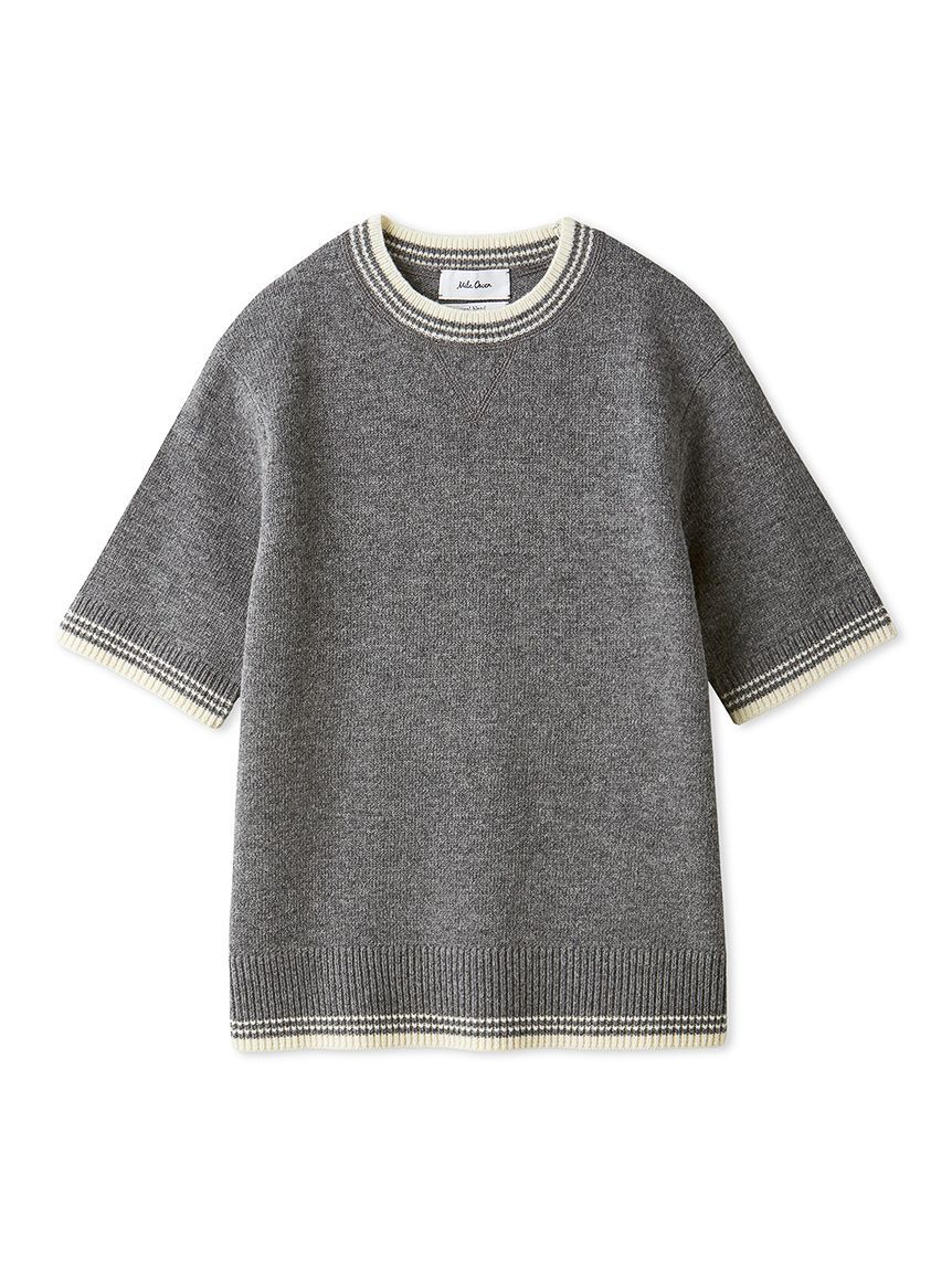 Mila Owen「配色ラインミドルゲージハーフスリーブニット」|ニット・セーター|