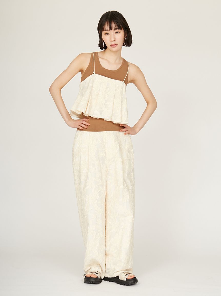 emmi atelier「ウエストギャザーワイドパンツ」|チノ|