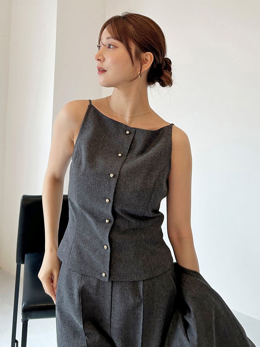 SNIDEL「Sustainableキャミベストトップス」|キャミソール|GRY