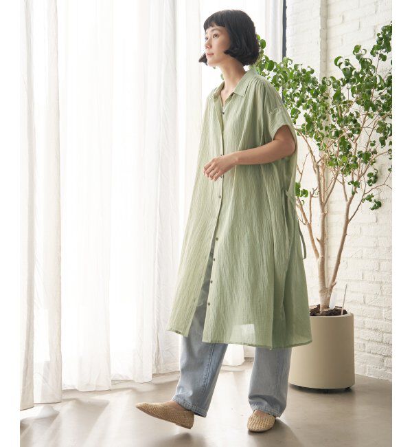 Lbc with Life「エアリーフレンチギャザーワンピース」|ワンピース|グリーン