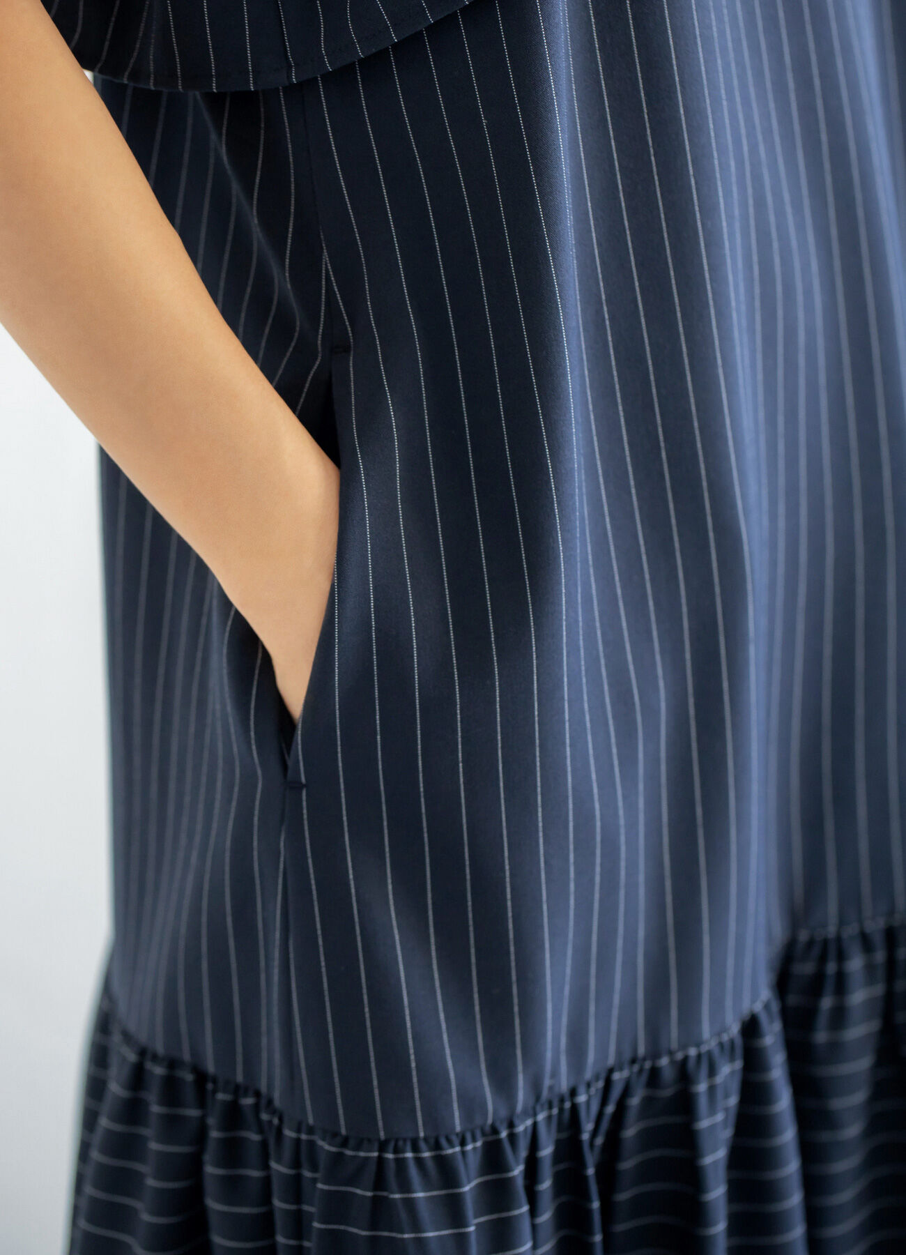 STYLE DELI「ピンストライプ柄キャミ型ジャンパースカート」|ワンピース|