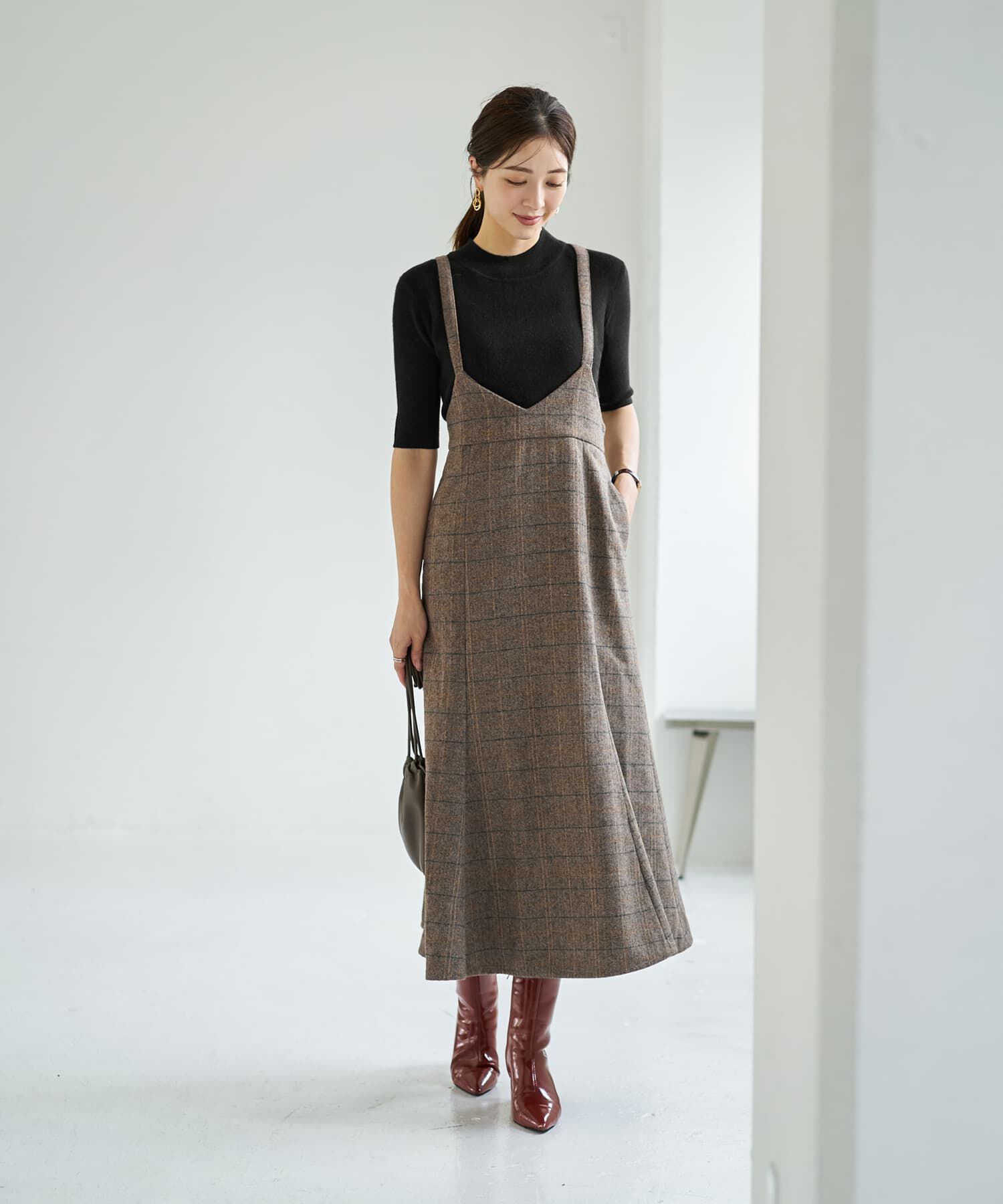 STYLE DELI「ソフトタッチ◆５分袖ハイネックトップス」|ニット・セーター|