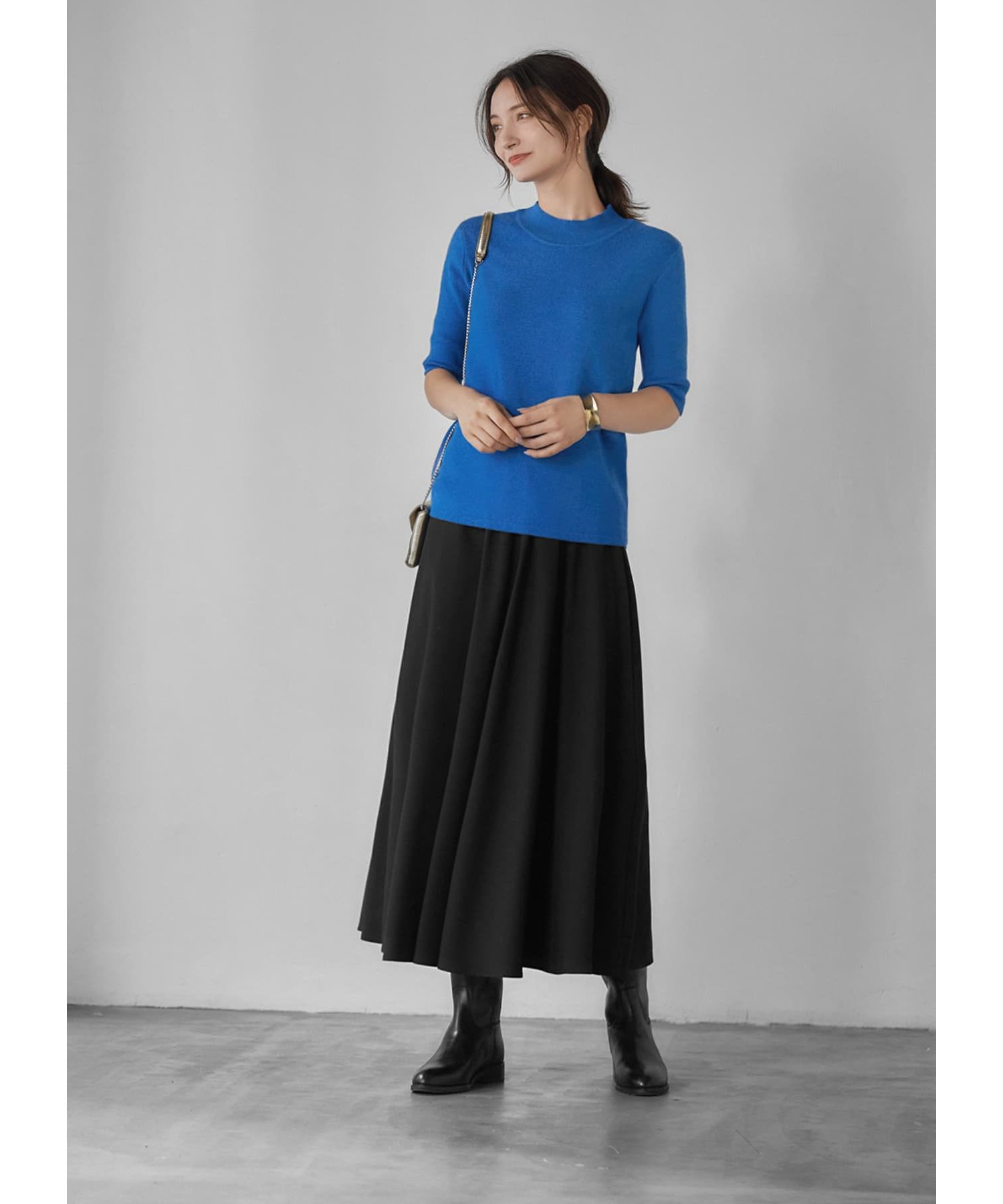 STYLE DELI「ソフトタッチ◆５分袖ハイネックトップス」|ニット・セーター|